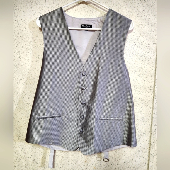 Marc Ferrier Italy Dress Vest Men's Medium Grey Silver Plaid Prom Party Vest - Picture 1 of 11
